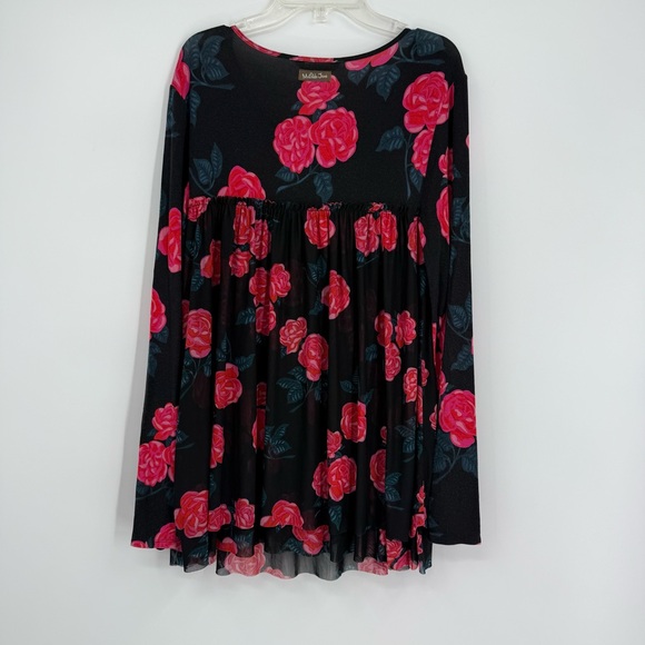 Matilda Jane Floral Babydoll Winter Blooms Top Black Red/Pink Roses Size S - Picture 10 of 13
